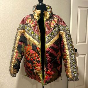 NWT FARM RIO GORGEOUS Tropical Rauti Metallic Reverse Puffer Jacket🩷♥️